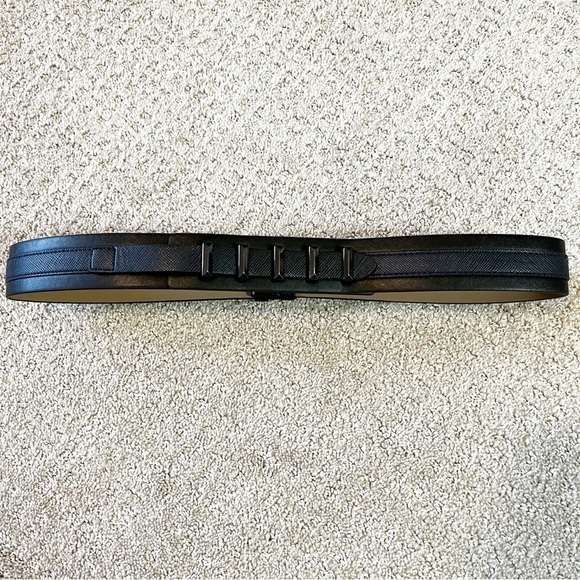 BCBG Max Azria Belt Sz M Black Statement Chunky Studded Biker City Art Vegan - Picture 4 of 8